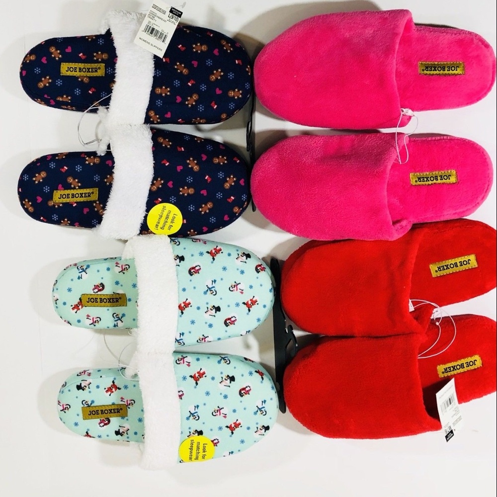 Joe Boxer Slippers Lot Bundle of 4 Pairs Med/LRG